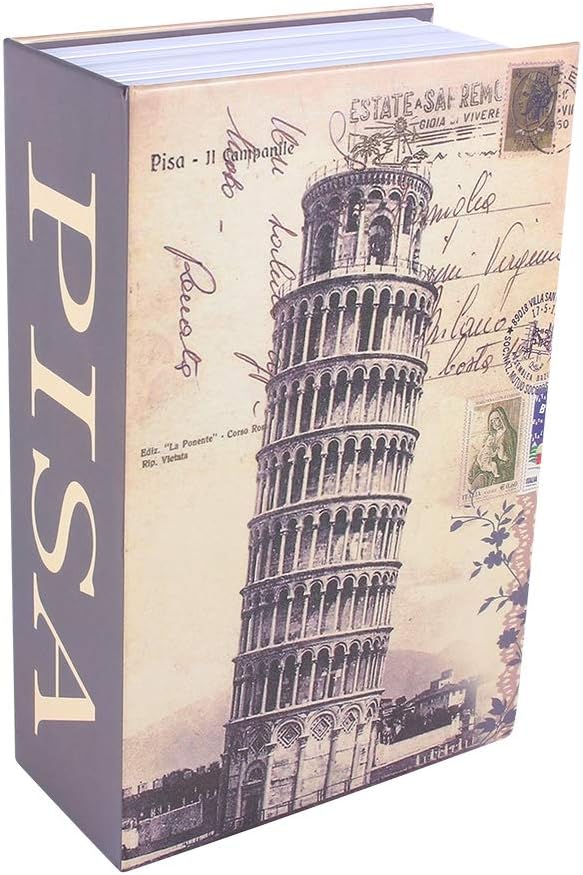 A Diccionario Libro Secreto Caja de Seguridad Segura, Caja Fuerte de Libro con Cerradura de Combinación, Caja de Dinero Oculta Secreto Seguridad Bloqueo Alcancía con Llaves(Pisa Leaning Tower Type).