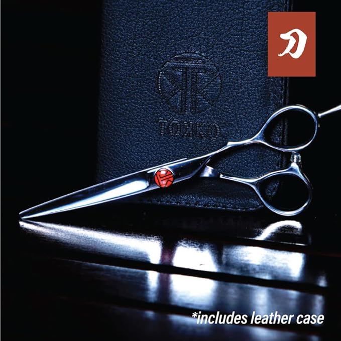Tokko Katana - Tijeras profesionales clásicas de corte de pelo de acero inoxidable japonés 440C, tijeras de peluquero de 6.5 pulgadas con tornillo de ajuste y funda de piel.