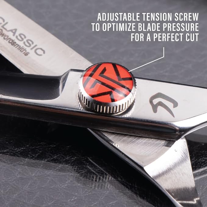 Tokko Katana - Tijeras profesionales clásicas de corte de pelo de acero inoxidable japonés 440C, tijeras de peluquero de 6.5 pulgadas con tornillo de ajuste y funda de piel.