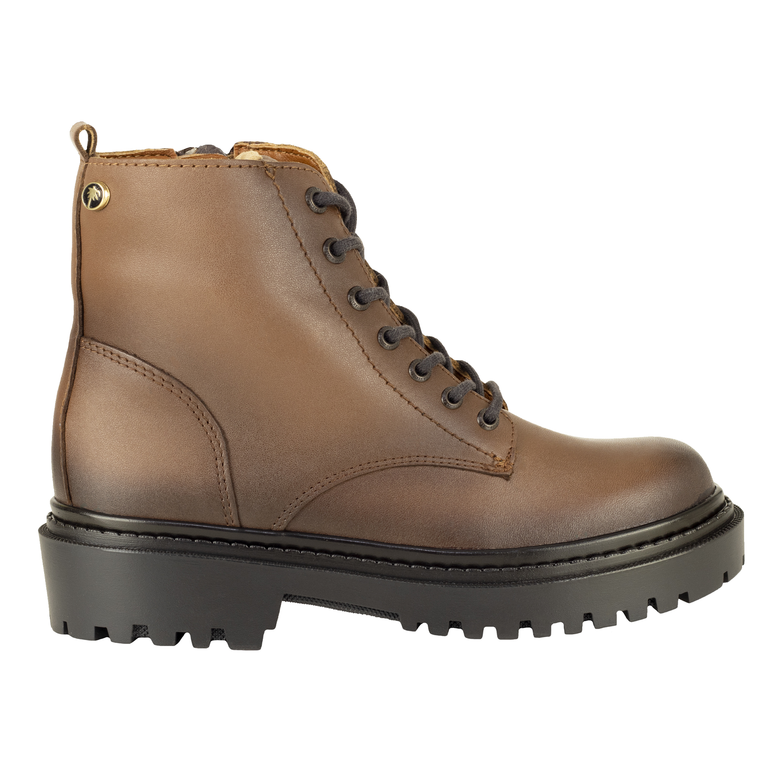Botas Tipo Militar Urbana 7252 Beige Mujer Verde Tabaco Moda.