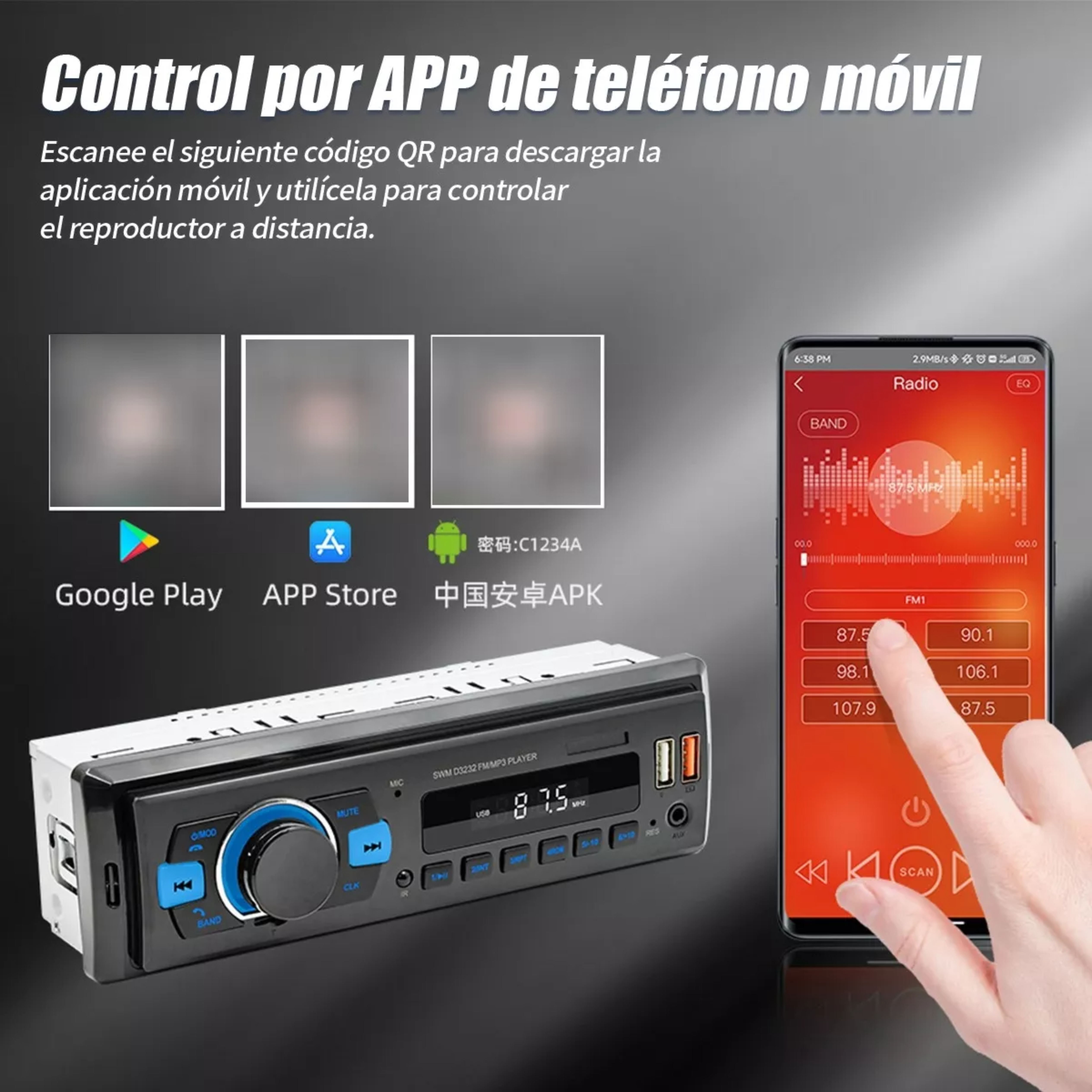 Auto Estereo Coche Reproductor Mp3 Radio Con Bt Aux 2usb Sd.
