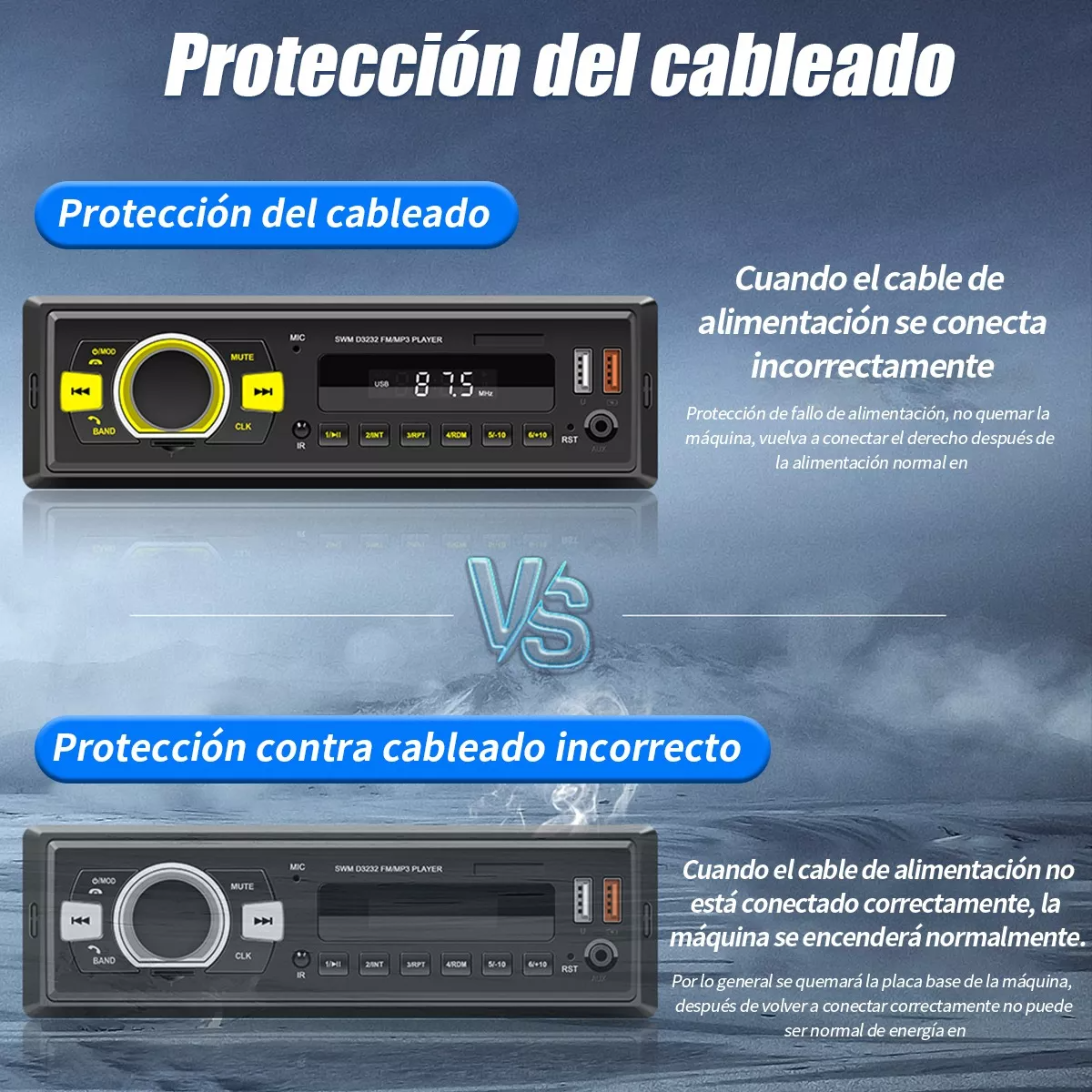 Auto Estereo Coche Reproductor Mp3 Radio Con Bt Aux 2usb Sd.