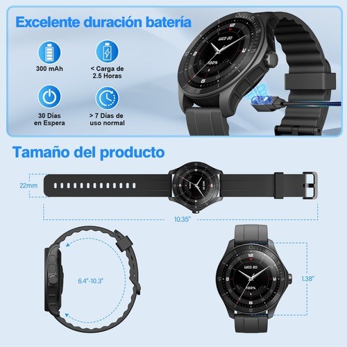 Smartwatch Hombre Reloj Inteligente Bluetooth Llamadas Alexa negro