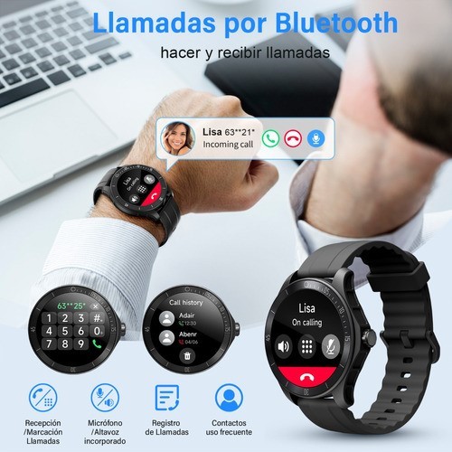 Smartwatch Hombre Reloj Inteligente Bluetooth Llamadas Alexa negro