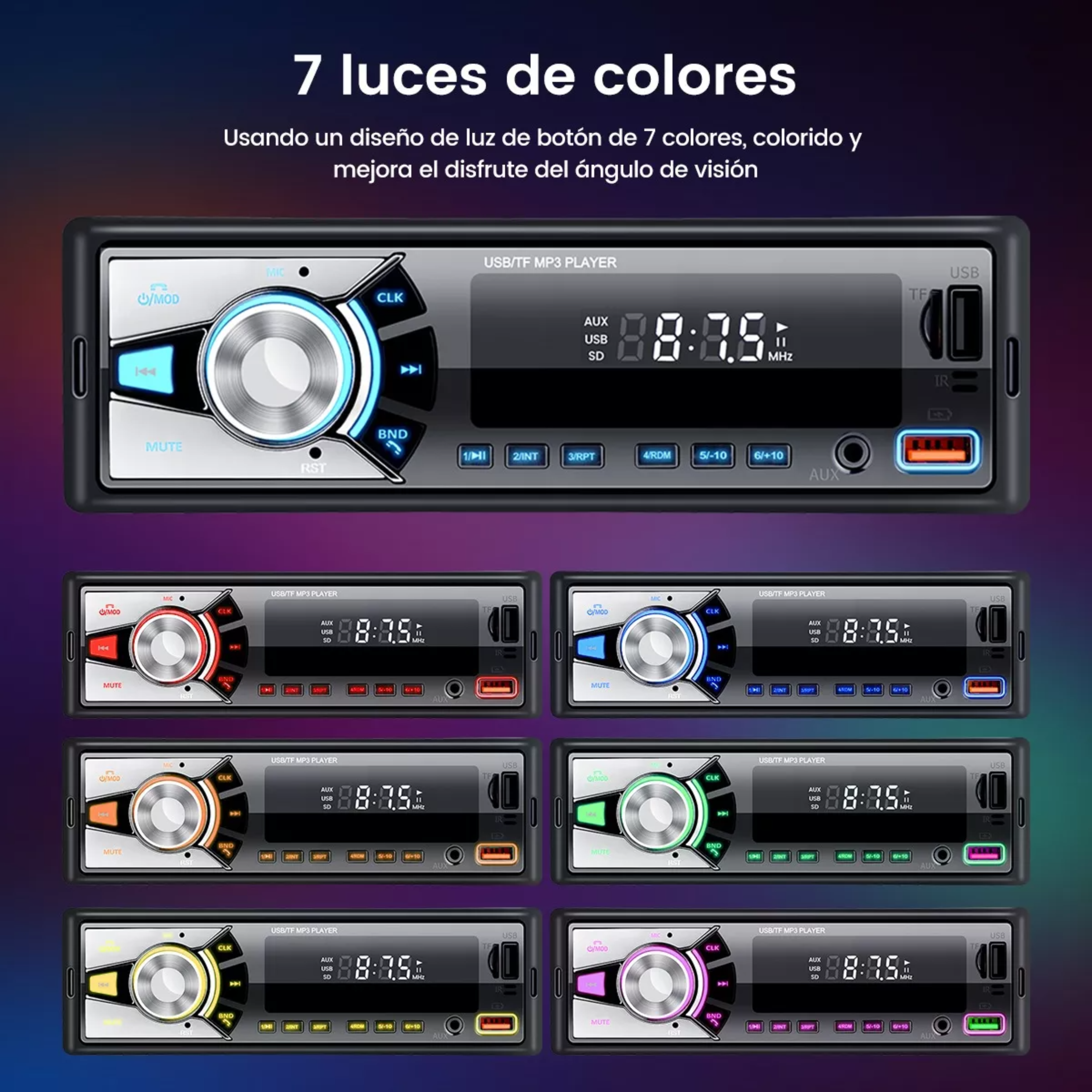 Auto Estereo Coche Reproductor Mp3 Radio Con Bt Aux Usb Sd.