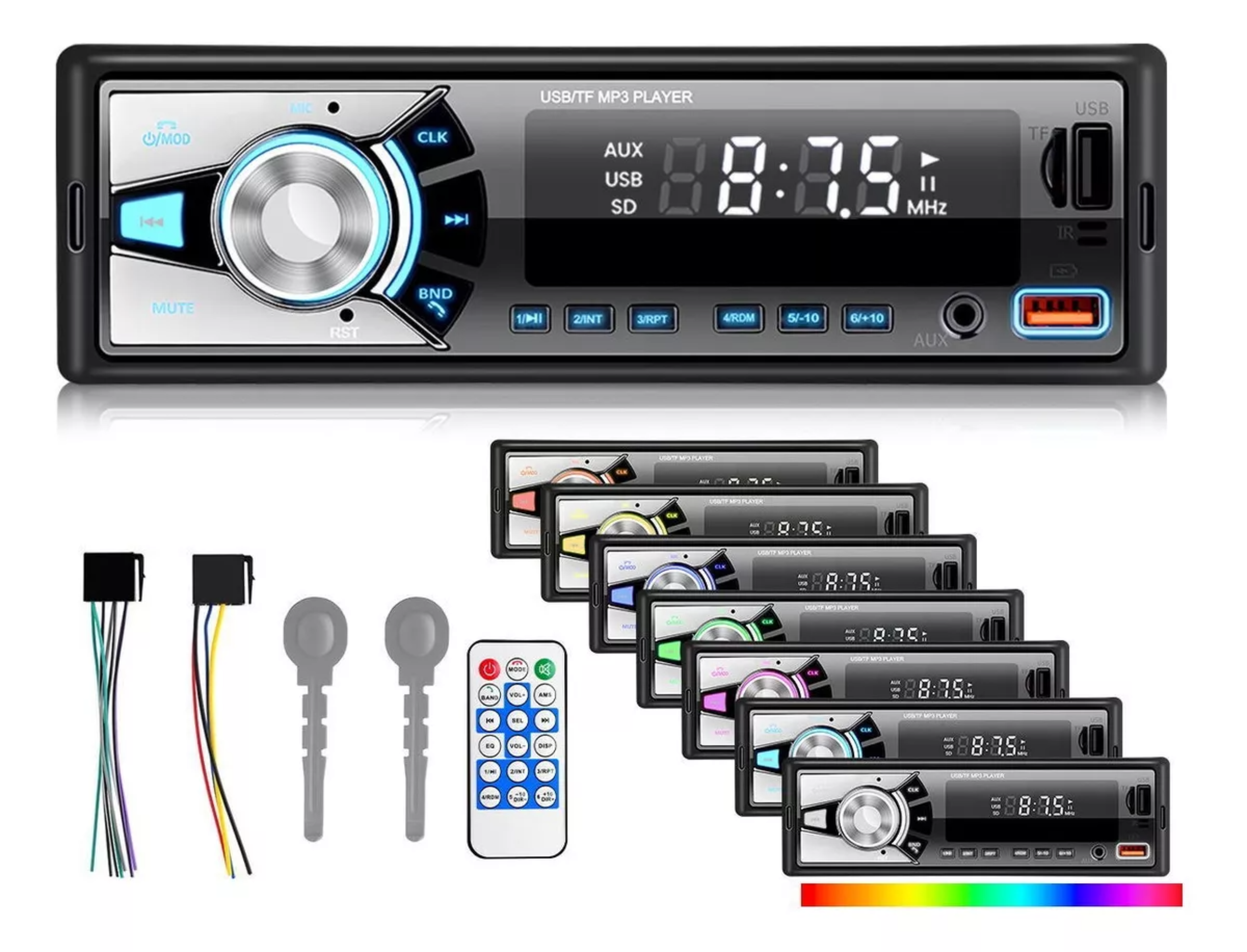 Auto Estereo Coche Reproductor Mp3 Radio Con Bt Aux Usb Sd.