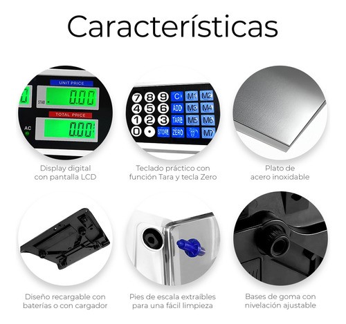 Bascula Digital 40 Kg Comercial Pantalla Lcd Función Tara