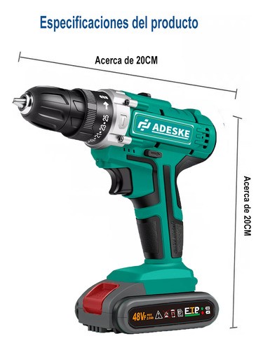 Rotomartillo electroneumático Adeske T66 inalámbrico verde oscuro con 156W de potencia 100V/240V