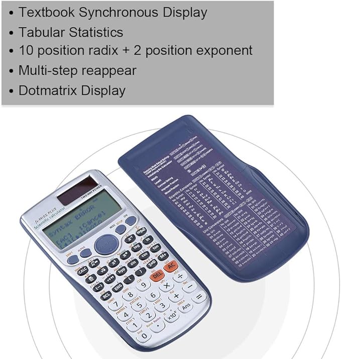 A ciciglow Calculadora Científica Portátil con Funciones 417, Pantalla Síncrona de Libros de Texto para Estudiantes y Trabajadores de Oficina, Material Duradero - Negro.