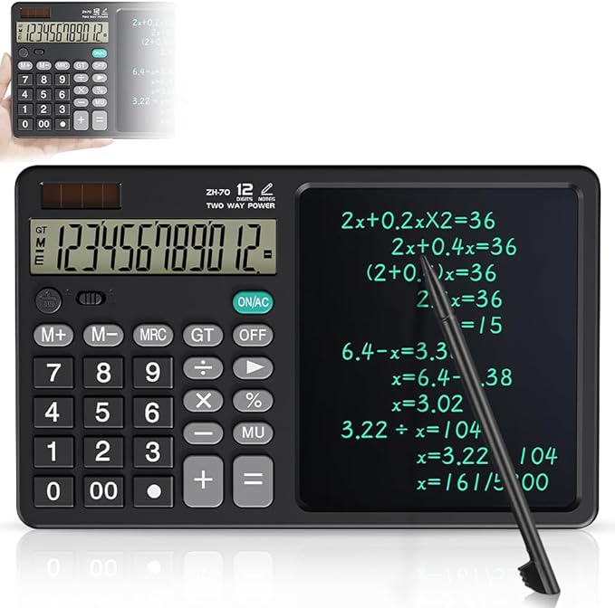 A JESWO Calculadora Científica Digital, Calculadora LED Plegable Portátil con Tablet Borrable de Escritura para Todos Los Grados, Oficinas, Escuelas (Pantalla Grande).