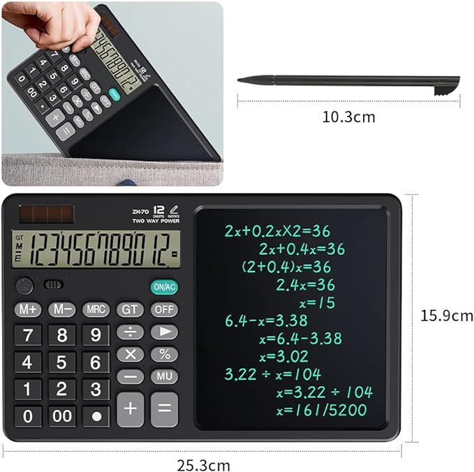 A JESWO Calculadora Científica Digital, Calculadora LED Plegable Portátil con Tablet Borrable de Escritura para Todos Los Grados, Oficinas, Escuelas (Pantalla Grande).