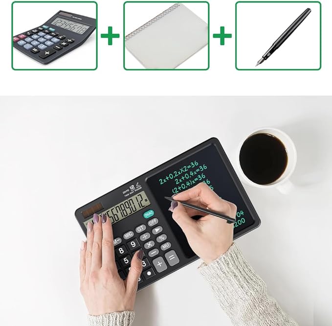 A JESWO Calculadora Científica Digital, Calculadora LED Plegable Portátil con Tablet Borrable de Escritura para Todos Los Grados, Oficinas, Escuelas (Pantalla Grande).