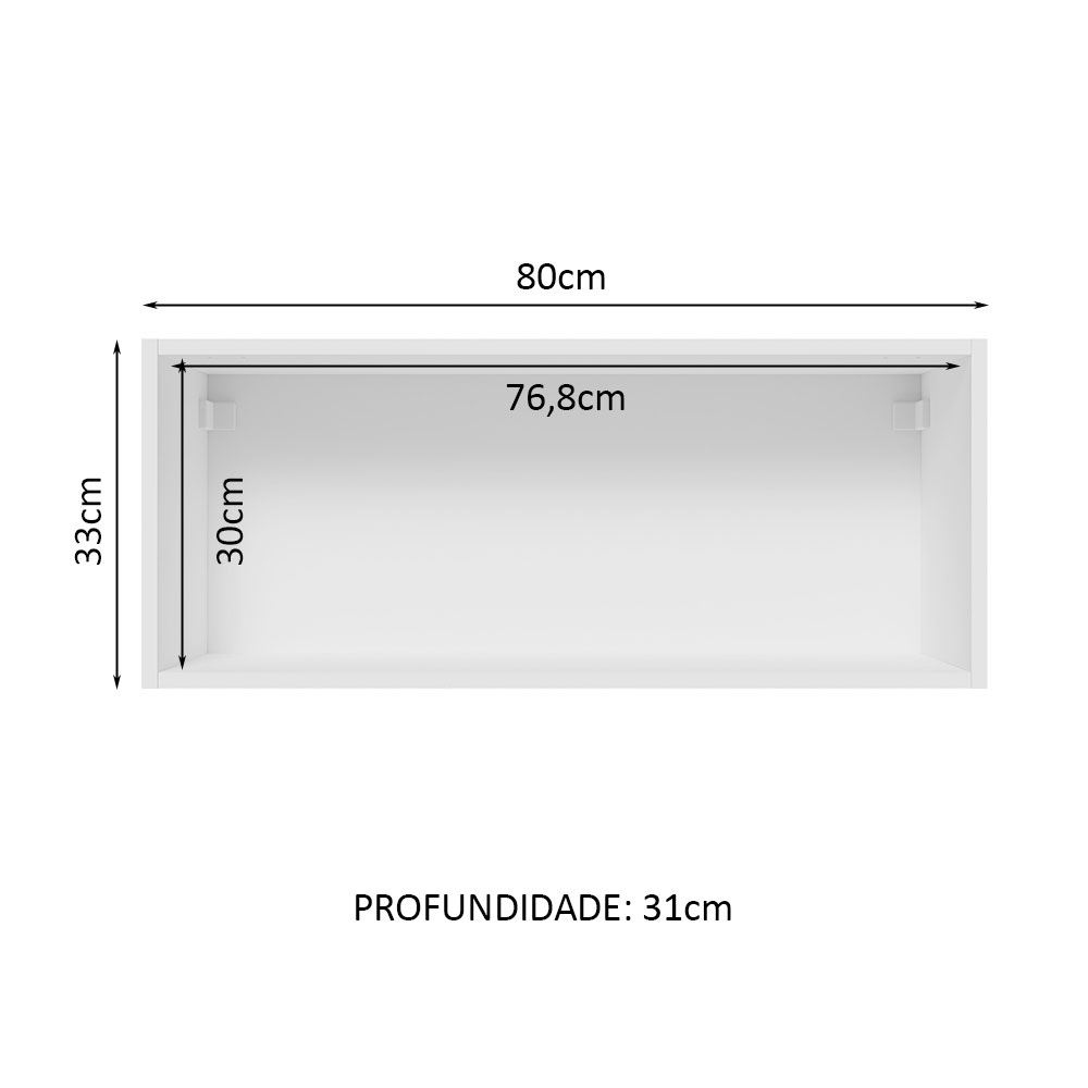Alacena Gabinete Superior Cocina Madesa 1 Puerta Lux 80cm BN.