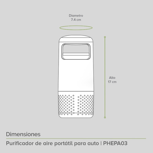 Avera Purificador De Aire Portatil Auto Filtro Hepa Phepa03 Color Blanco.