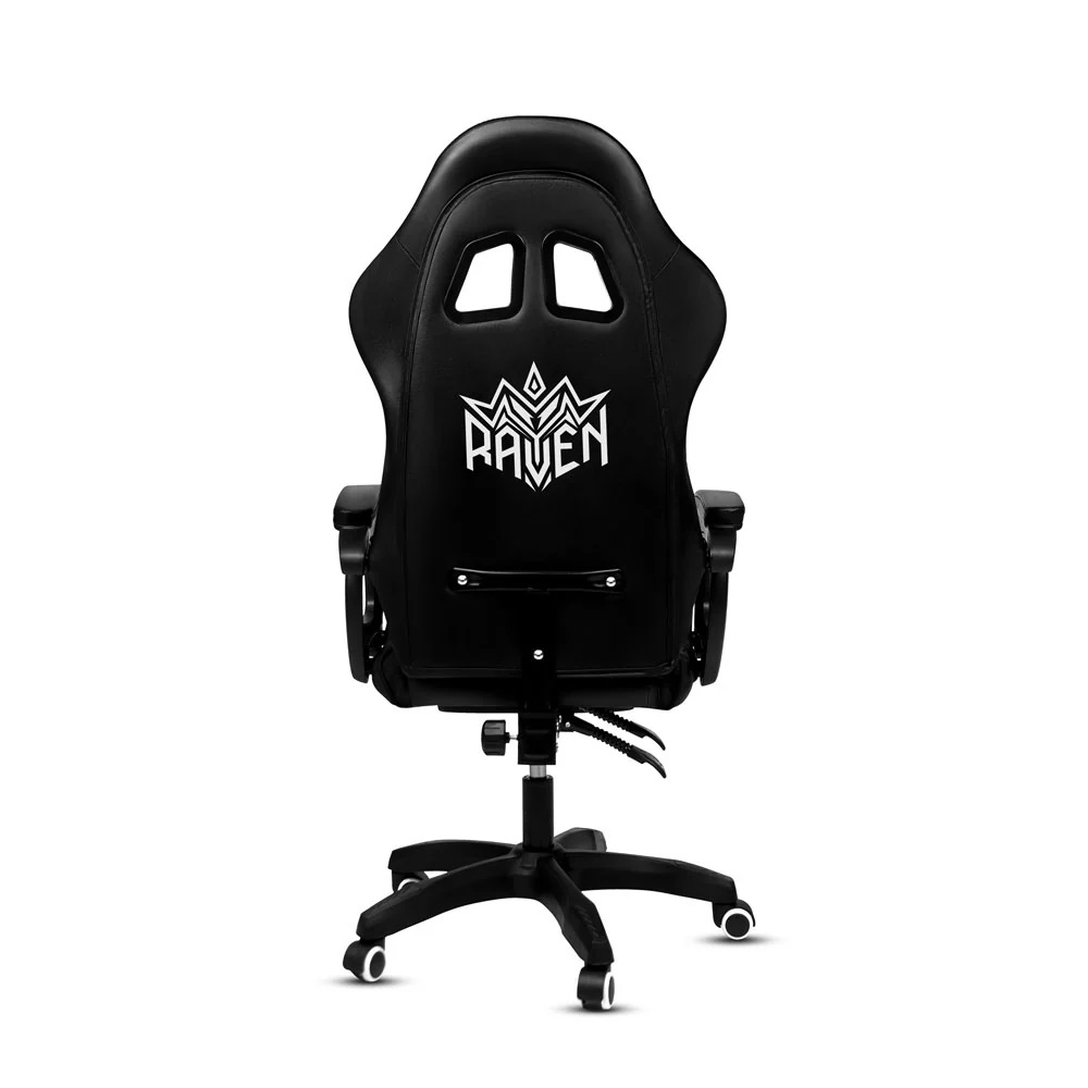 Silla Gamer Ergonómica con Masajeador Lumbar y Posapies Negro.