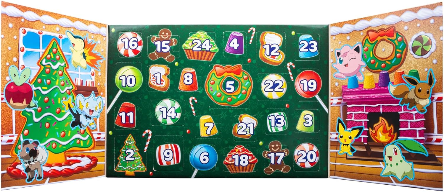 Jazwares Pokémon Calendario Festivo 24 Días de Batalla Figuras Colección.