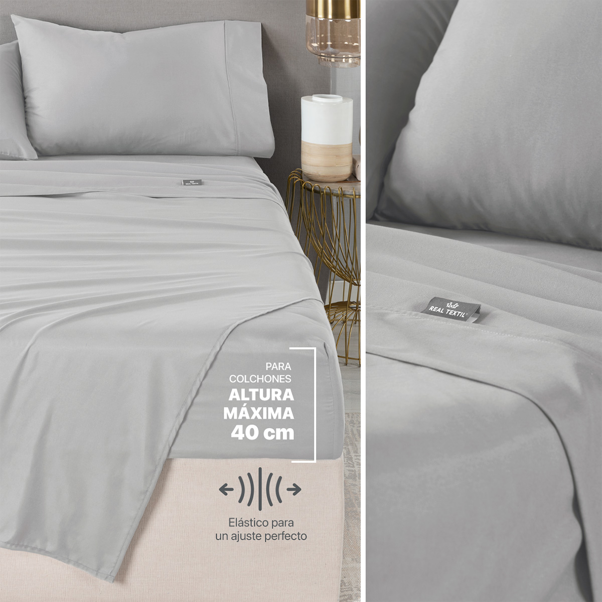 Set Edredón Matrimonial con Fundas y Sábanas 7 Pzas  Rosa/Gris Real Textil