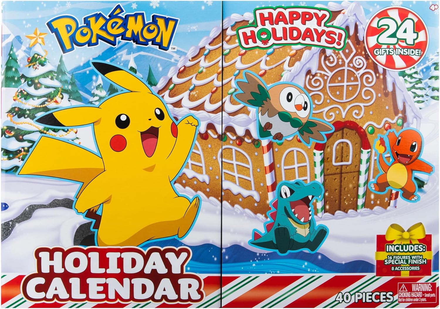 Jazwares Pokémon Calendario Festivo 24 Días de Batalla Figuras Colección.