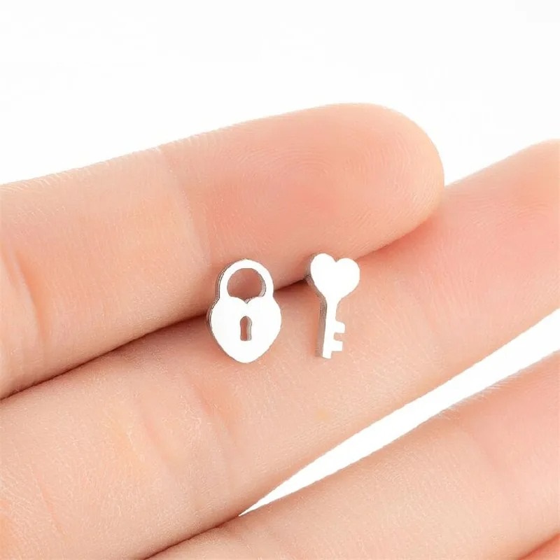 Aretes Pendientes Amor Candado Llave Corazón Moda Fiesta Regalo