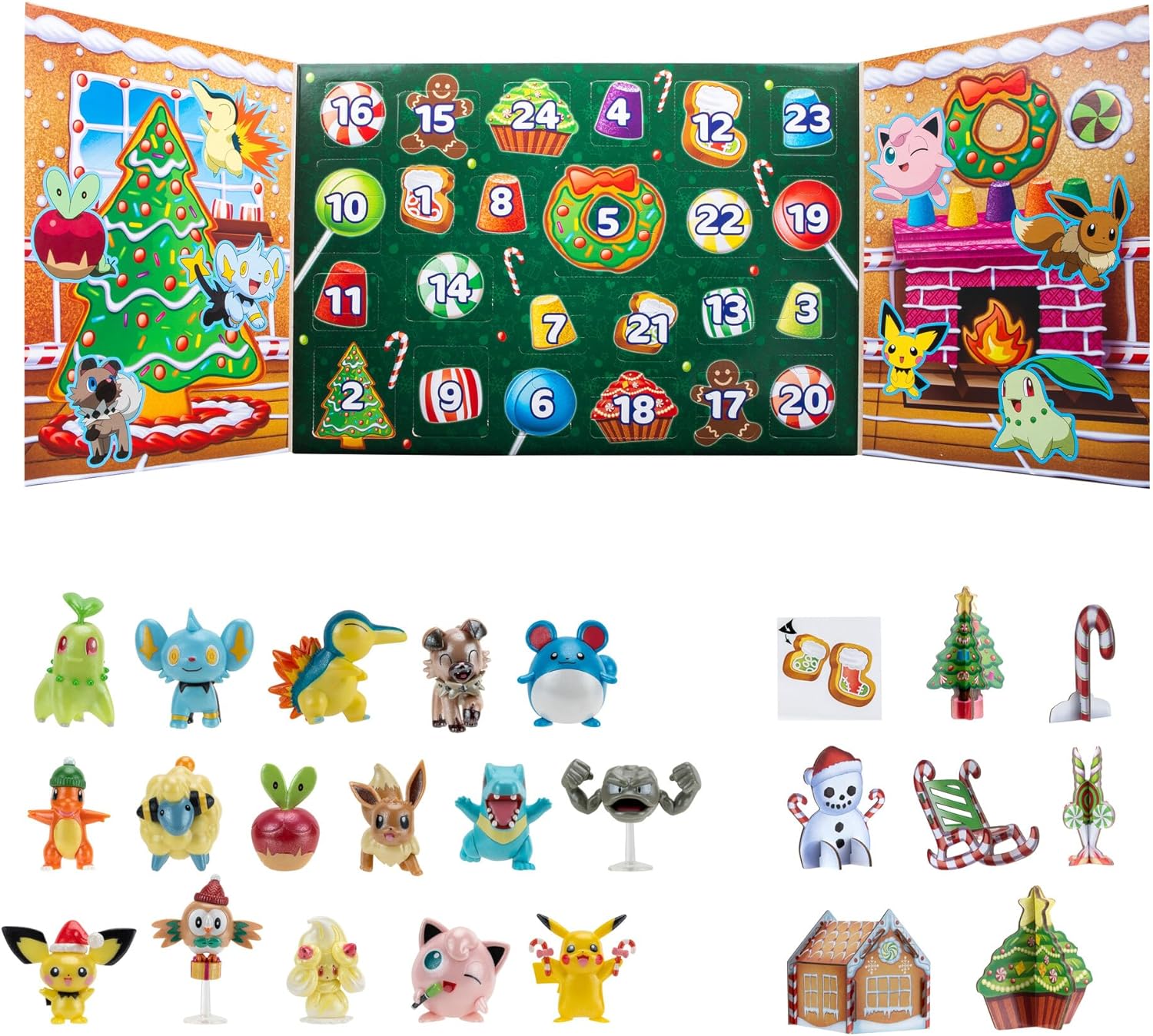 Jazwares Pokémon Calendario Festivo 24 Días de Batalla Figuras Colección.