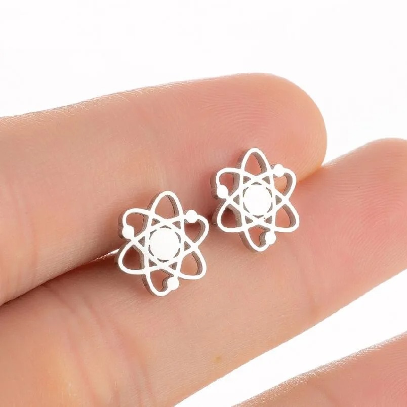 Aretes Pendientes Átomo Núcleo Química Moda Fiesta Regalo