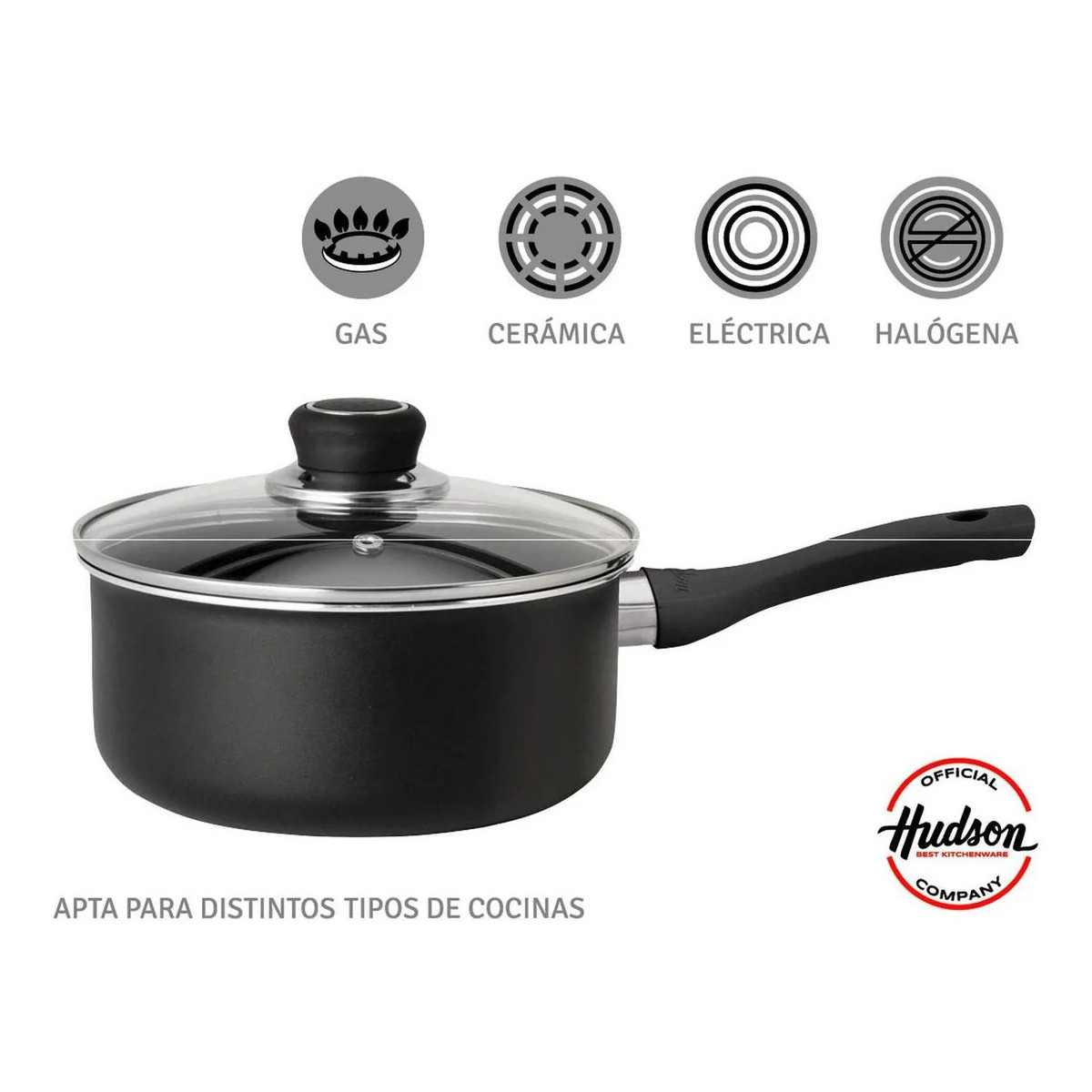 Batería Cocina HUDSON 18 piezas aluminio antihaderente negro.