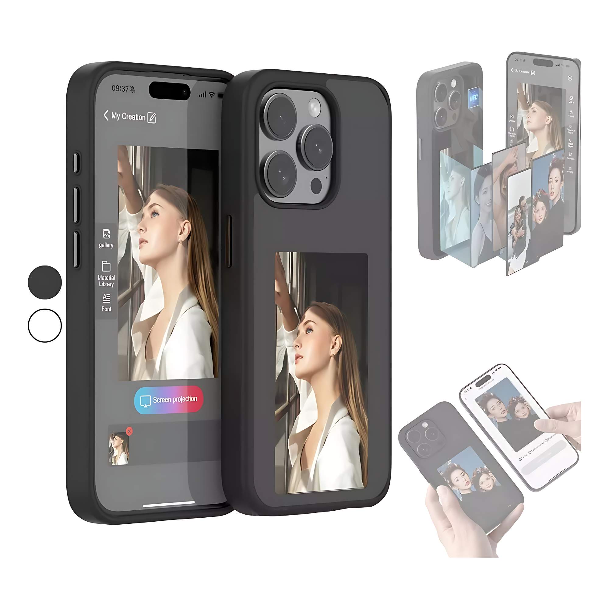 Mr. Gadgets Funda Tinta Inteligente Pantalla Personalizable Para iPhone 13 Pro Max, Case con pantalla de tinta electrónica Protección y estilo 2 en 1 para Iphone 13 Pro Max