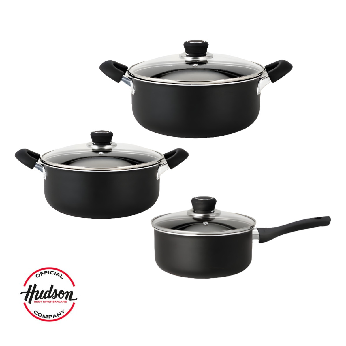 Batería Cocina HUDSON 18 piezas aluminio antihaderente negro.