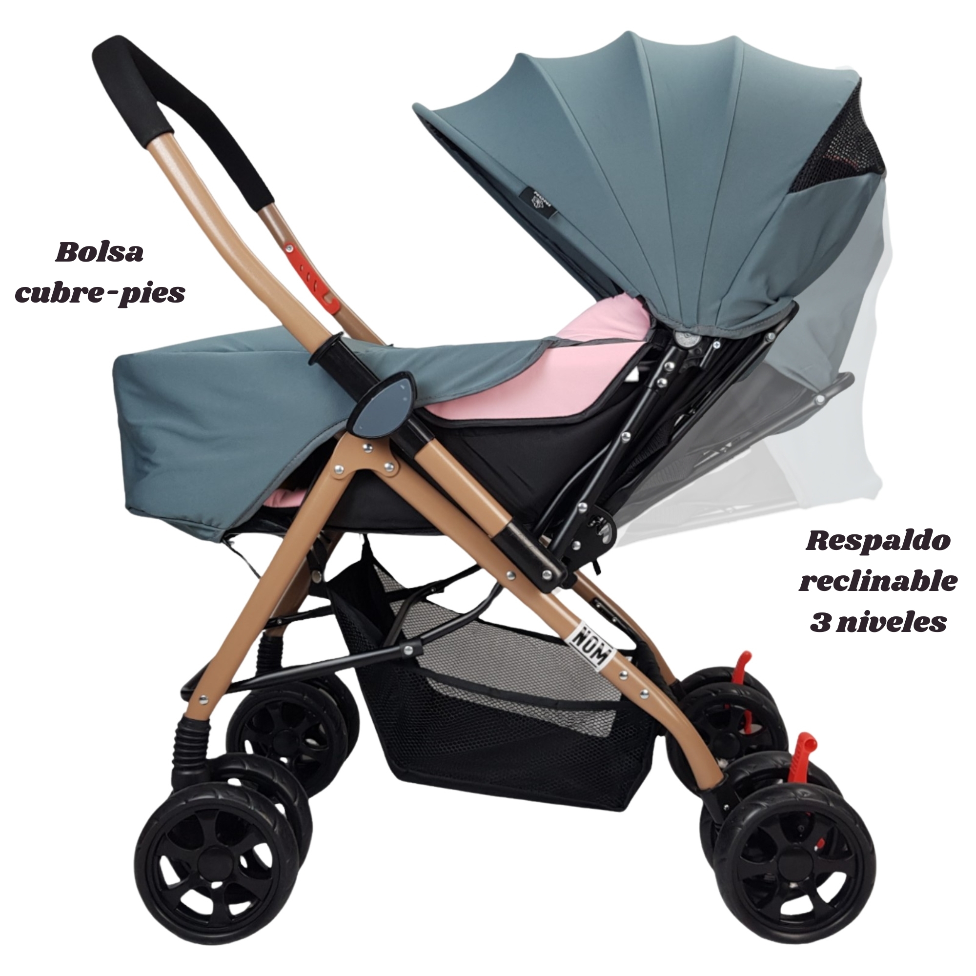 Carriola para Bebe Asiento con Posiciones, Reversible, Compacta - Rosa