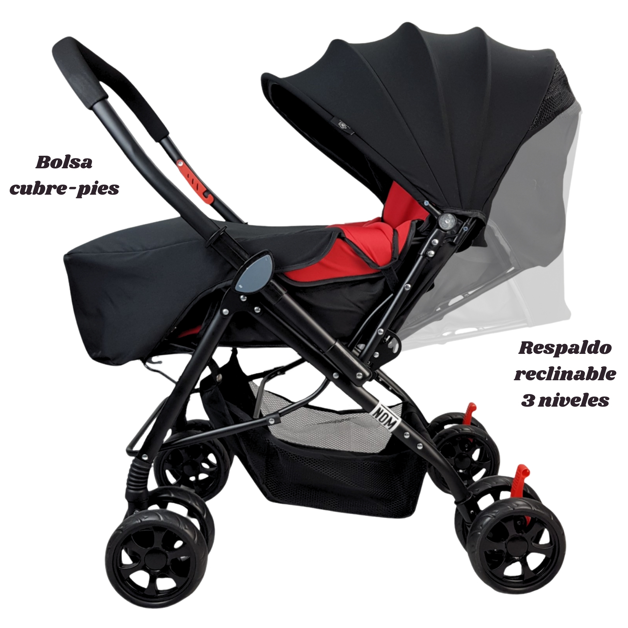 Carriola para Bebe Asiento con Posiciones, Reversible, Compacta - Rojo