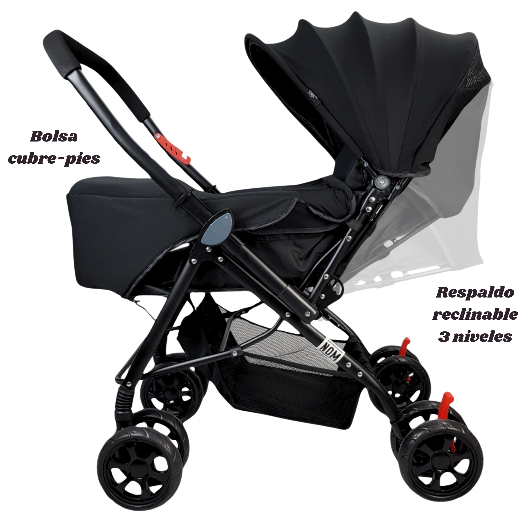 Carriola para Bebe Asiento con Posiciones, Reversible, Compacta - Negro