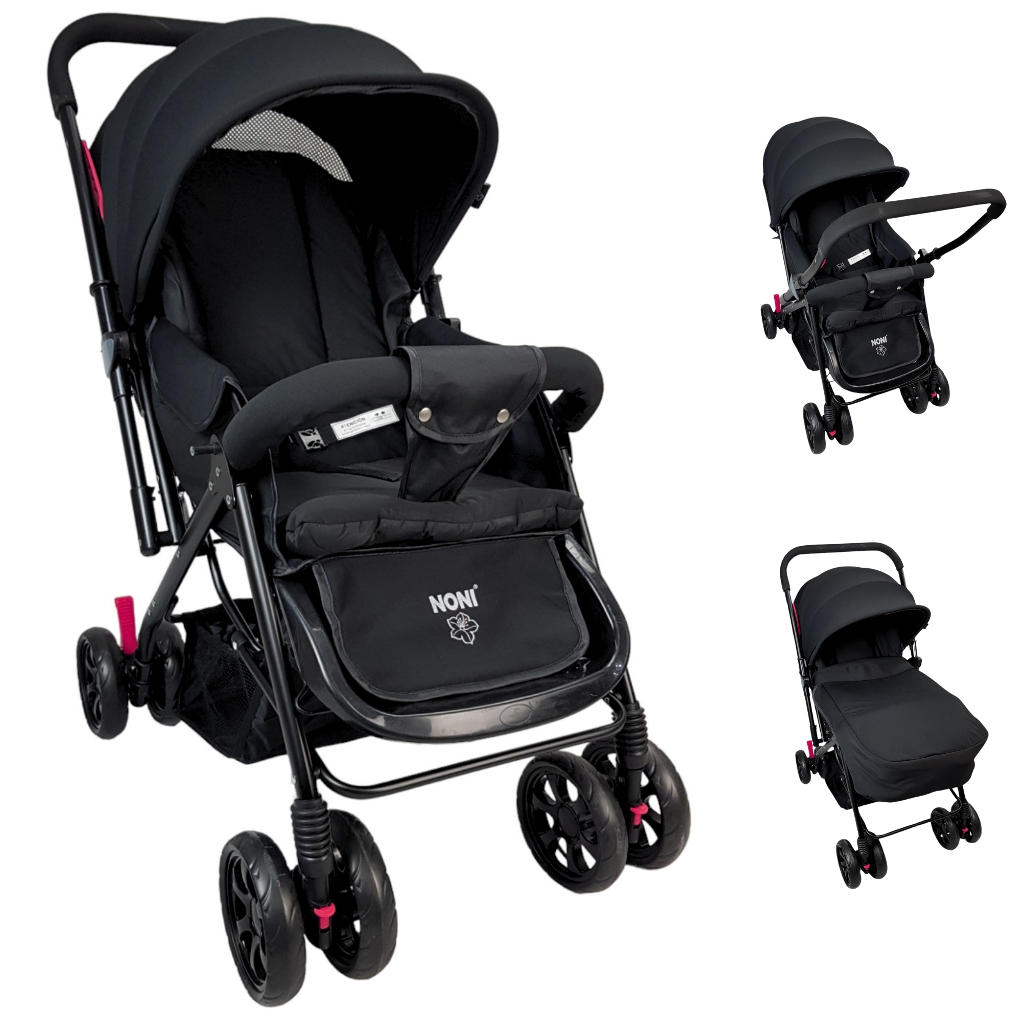 Carriola para Bebe Asiento con Posiciones, Reversible, Compacta - Negro