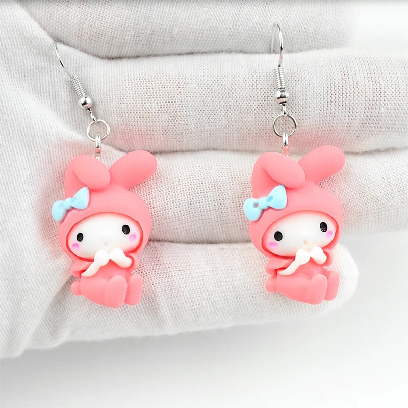 Aretes Pendientes Resina Anime Kawaii Coneja Rosa Orejas Moda Fiesta Regalo