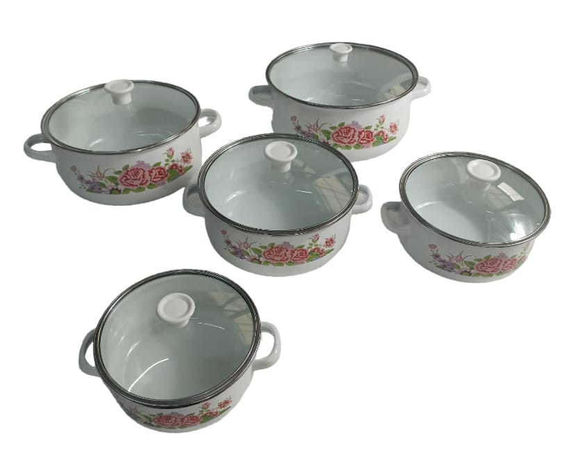 Set de 5 Ollas Peltre con tapa de cristal, Juego de 10 piezas HOT SPOT Z476