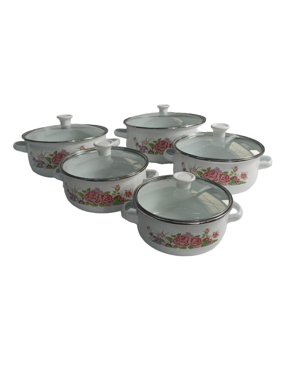 Set de 5 Ollas Peltre con tapa de cristal, Juego de 10 piezas HOT SPOT Z476