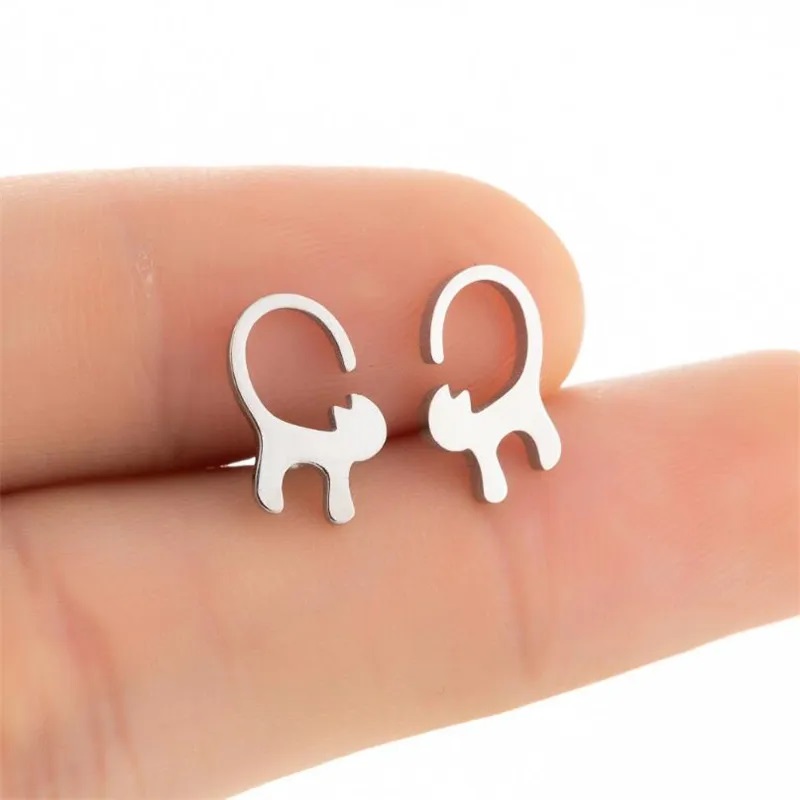 Aretes Pendientes Animal Gato Cola Arco Moda Fiesta Regalo
