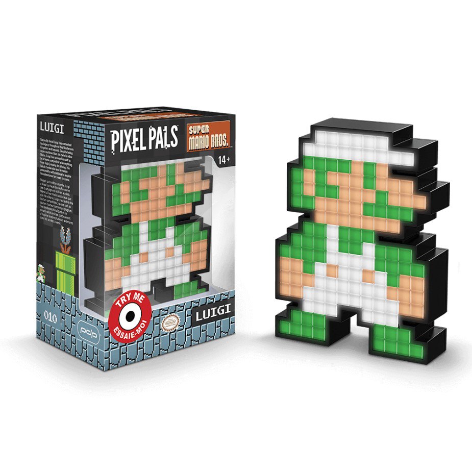 Lampara Mario Bros Nintendo 8-Bit Luigi Green Con Luz Colección PDP 010