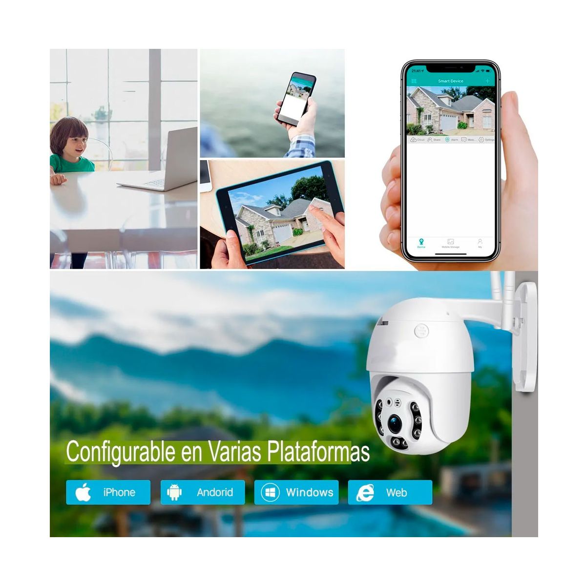 Camara Inalambrica WIFI Para Interiores o Exteriores Vision Nocturna 1080P Celular o PC.