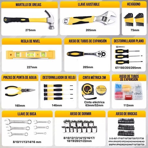 Juego Herramientas Mecánicas, Kit Herramientas Manuales 108p