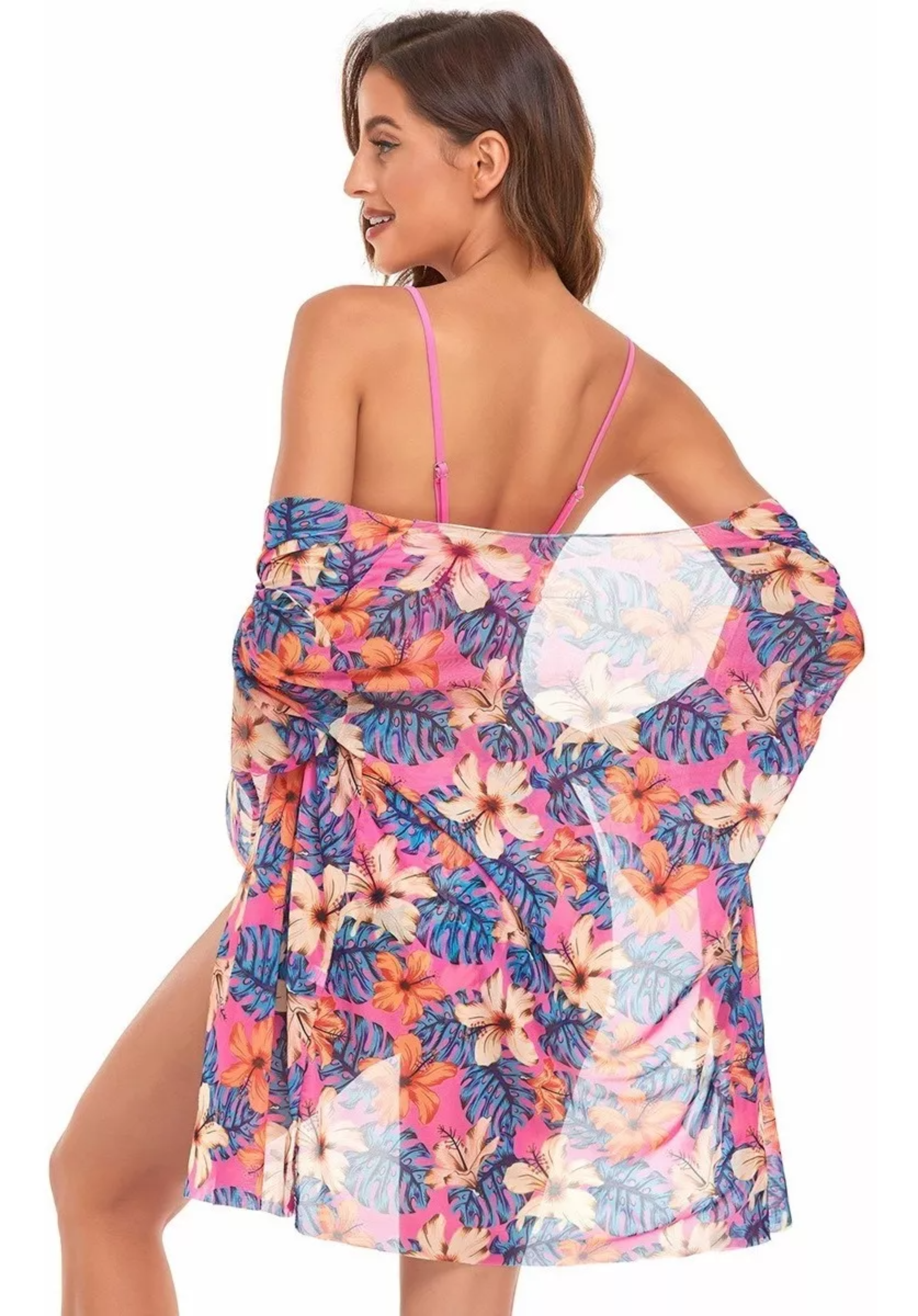 Juego De Traje De Baño Bikini Para Mujer Con Abrigo 3 Piezas.
