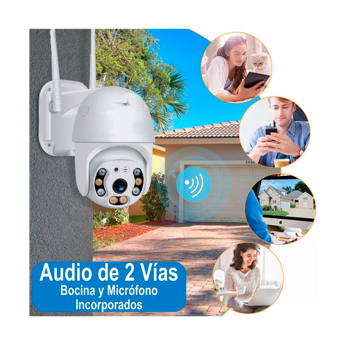 Camara Inalambrica WIFI Para Interiores o Exteriores Vision Nocturna 1080P Celular o PC.