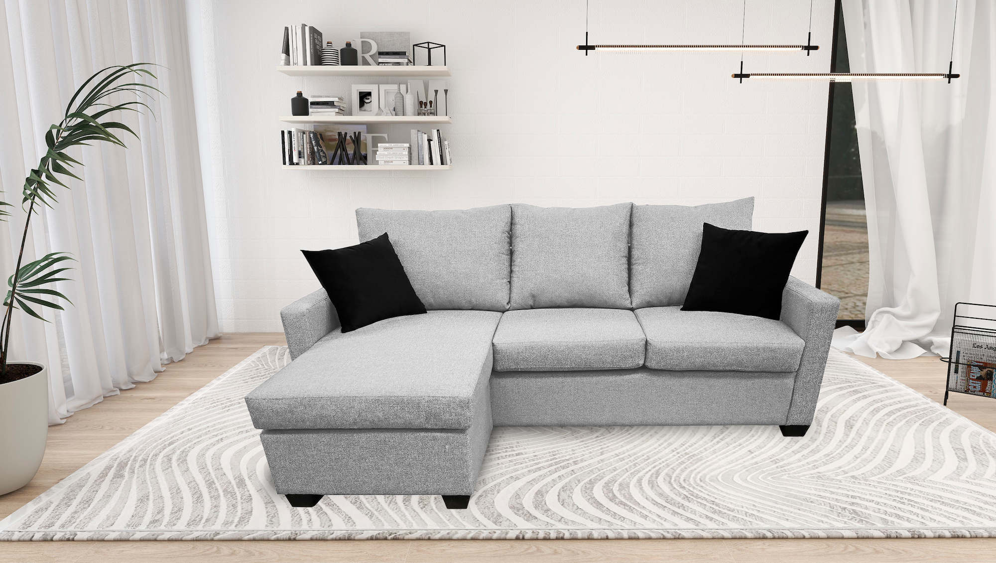 Sala Esquinera El Bazar Store Denver Gris Plata, 200x140 cm, Lado derecho e Izquierdo, Lino nacional, Sofa.