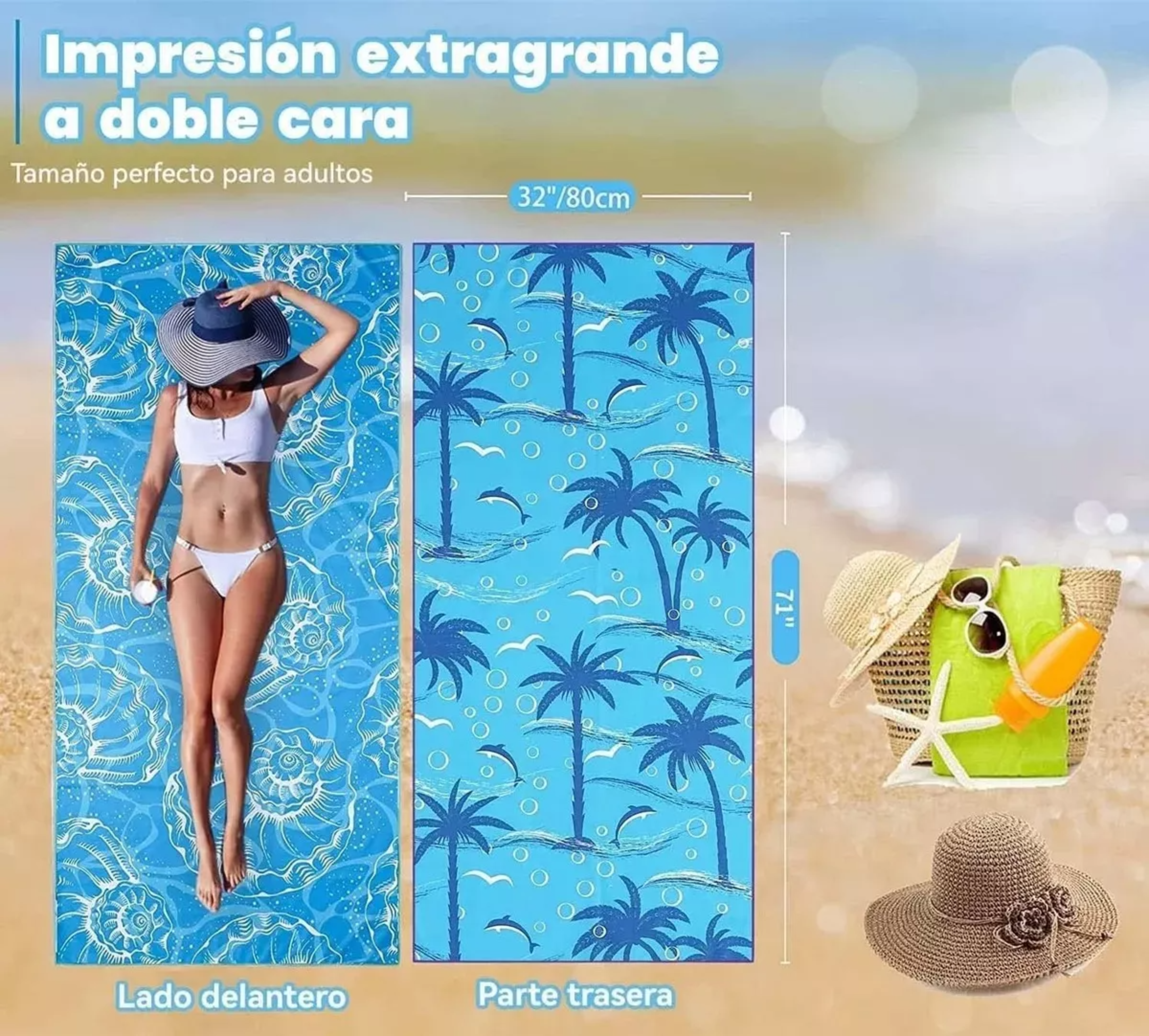 Toalla De Playa Superligera, 180 X 80 Toalla Para Gym Playa.