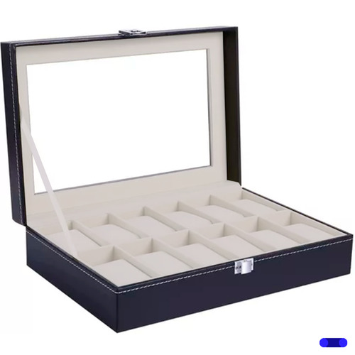 Estuche Para Relojes Exhibidor Con Almohadillas 12 Espacios Color Gris.