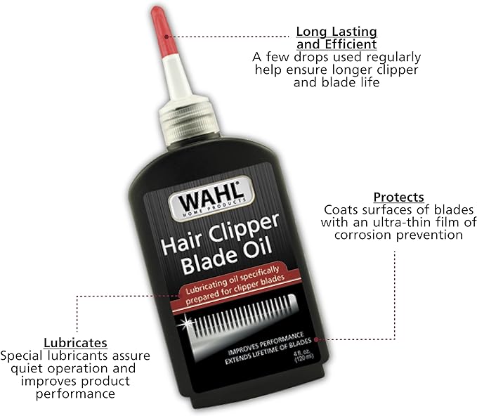 Wahl - Aceite lubricante de alta calidad para cortapelos para cortapelos, recortadores y corrosión de cuchillas para prevenir el óxido, 4 onzas líquidas, modelo 3310-300.
