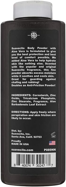 Suavecito Talcum polvo con aloe vera, 9 oz.