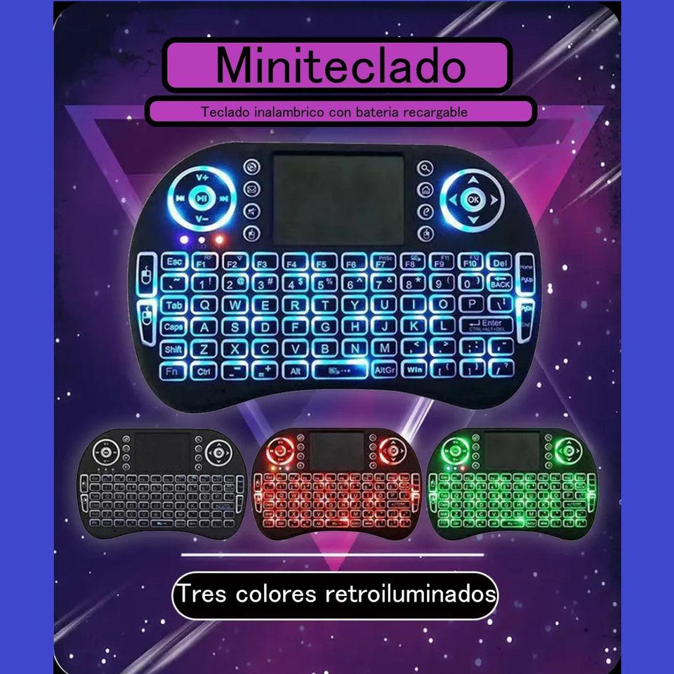 Mini Teclado Pc Inalambrico Bluetooth Touchpad Iluminado gamer consola tv box smart tv pantalla led.