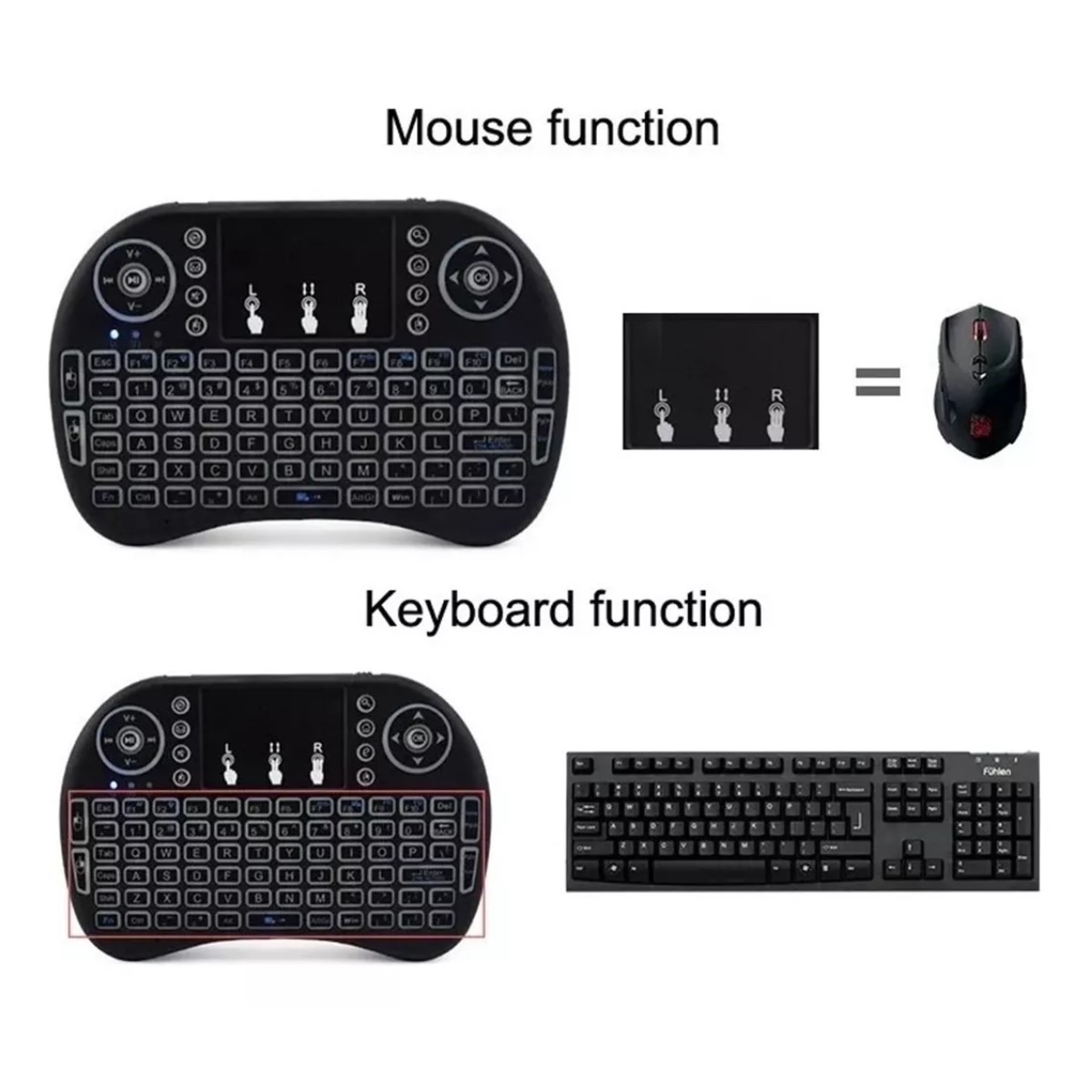 Mini Teclado Pc Inalambrico Bluetooth Touchpad Iluminado gamer consola tv box smart tv pantalla led.