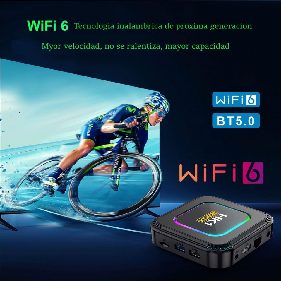 TV box dispositivo smartTV inteligente decodificador Android 13 8K luz RGB 4GB Wifi 32gb usb hdmi.