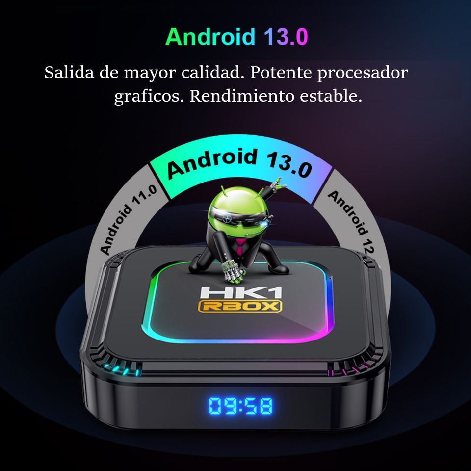 TV box dispositivo smartTV inteligente decodificador Android 13 8K luz RGB 4GB Wifi 32gb usb hdmi.
